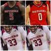 Mich28 Rutgers Scarlet Knights College Maglia da basket 35 Issa Thiam 42 Jacob Young 55 Luke Nathan Uomo Donna Gioventù Cucita personalizzata