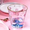 Bicchieri da vino 290ml Creativo Sakura Mount Fuji Vetro Tazza da tè Tazza Bicchiere da vino Bicchieri puliti con doppio fondo Bevanda fredda Succo Tazza di latte Drinkwar Q231115