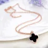 Подвесные ожерелья титановые стальные колье с четырьмя листьями мода все воротники розовое золото черно-белое двойное оболочка