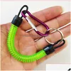 Nyckelringar bärbara fiske lanyards nyckelkedja ring utdragbar vår elastisk rep anti förlorad nyckelring cam carabiner säkert lås slumpmässigt dhdhk