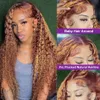 Synthetic s Glueless Highlight Human Hair Curly Ombre Honey Blonde Water Wave 360 13x6 HD Lace Frontal Front 231115