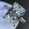 Fashion Big Square Crystal Stone Women Wedding Bridal Ring Luxury Engagement Party Anniversary Best Gift Large Rings