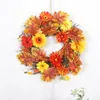 Декоративные цветы автомобиль гриль рождественский венок зимний приветственный знак двери Осень солнце хризантемы на День Благодарения