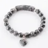 Strand Yowost Natural Stone Beads Spectrolite Armets Heart Shape Silver-Color Fiting Women SMEEXKE Love Gifts IK3323