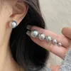 Stud Earrings KADRUFI Temperament Vintage Gray Color Pearl Round Bead Women Korean Fashion Simple Earring Jewelry 6/8/10/12/14mm