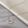 Collane con ciondolo Collana di perle a cerchio tondo in acciaio inossidabile SZN 316L per regalo di gioielli per feste per ragazze eleganti di moda