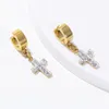 Dangle Earrings ESSFF Cross Stainless Steel Rhinestones For Men/Women Punk Gold Color Piercing Jewelry Girls