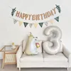 Decorazione per feste Ins Verde Primo compleanno Ghirlanda Stamina Banner Baby Shower Bosco selvaggio Tema foresta Palloncino Sfondo porta palloncini