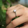 Cluster Rings Caoshi Classic Wedding Jewelry Silver Color With Solitaire 6 Cz Stone For Women Love Accessories Valentines Gift