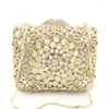 Evening Bags Lady Rhinestone Wedding Clutch Purse Fashion Gold Metal Crystal Clutches Luxury Ladies Diamond Prom Dinner Handbags Female Bag