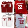 Mich28 NCAA College Wisconsin Badgers basketbaltrui 0 D'Mitrik Trice 1 Brevin Pritzl 2 Aleem Ford 3 Walt McGrory op maat gestikt