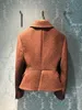 2024 Autumn/Winter New Miu-m Brown Wool Coat Women's Waist Small Fragrance Short Style Single breasted Temperament Women's Coat