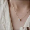 Pendant Necklaces 925 Sterling Sier Necklace With 14K Gold Plated Four Prongs Single Diamond Super Flash Temperament Light Clavicle Ch Dhnof