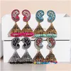 Kronleuchter baumeln Klassisch Retro Damen Blatt Strass Türkisch Jhumka Ohrringe Vintage Türkei Boho Glocken Perlen Quaste Tropfen Dhgarden Dhmp0