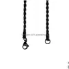 Chains Black Twisted Rope Chains Not Fade Mens 304 Stainless Steel Basic Punk Choker Necklace For Women Fashion Design Hip Hop Jewelry Dhocs