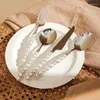 Dinware Sets Champignons 9527 French Court Fairy Fairy High Value Western Mes Fork Lepel Three Pieces Set Steak Pearl