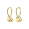 Pendientes de bola de frijol S925 Micro Set de plata Pendientes de clip de oreja de circón Pendientes de oro de 18 quilates chapados en Europa Joyería para fiesta de boda Día de San Valentín Regalo del día de la madre SPC