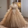 Luksusowe sukienki Tutu Flower Girl Gold Crystals Perły Naszyjnik koronkowy koraliki Tiulle Lilttle Dzieci urodziny