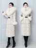 Kadınlar Down Parkas Lüks Kürk Yaka Kadın Kış Paltosu İnce Kalın Sıcak Puffer Ceketler Su Geçirmez Kadın 30 ° Uzun Ördek Ceketleri 231115