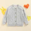 Cárdigan Cárdigan de punto de manga larga para niños Moda Color sólido Torcido Cuello redondo Suéter Abrigo Chaqueta para niñas Abrigo para niños 2-6 años 231115