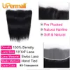 Synthetic Wigs Upermall 2 3 4 Remy Straight Human Hair Bundles With Frontal Brazilian Transparent Pre Plucked 13x4 Lace Closure and Bundle 10A 231115