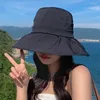 Breite Krempe Hüte Frühling Sommer Hut Frauen Plissee Panama Fischer Sonnenschirm Eimer Outdoor Strand Becken Für Frauen Boonie