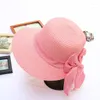 Wide Brim Hats Sun Hat Female Ribbon Bow-knot Beach Casual Summer Shade Anti Uv Cap For Women