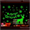 Stickers muraux 2pcs fenêtre de Noël Elk flocon de neige lumineux pour la maison boutique ornements année de Noël décor cadeaux de Noël 220919 livraison directe Ga Dhqas