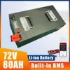 72V 80AH Li Ion com Bluetooth Bateria de polímero de lítio de grande capacidade para cadeiras de rodas com base de telecomunicações RV Motocicleta Home Solar