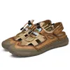 Letnie męskie sandały oryginalne skórzane sandały slajdy oddychające rzymskie męskie kapcie plażowe miękkie męskie sandały plażowe 38-46