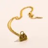 Collana per ciondolo con lucchetto Designer geometrico placcato in oro Lettera di marca Gioielli da donna per festa di nozze