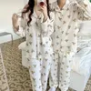 Damen Sleep Lounge 100 % Baumwolle Kaii lustiger Bär Cartoon Homewear Damen Herren Paar Pyjama-Set Langarm Frühling Herbst neuer Nachtwäsche-Anzug Y953 zln231115