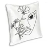 Pillow Abstract Art Face And Flowers Cover Minimalist Emotions Square Throw Case For Car Pillowcase Home Decorative