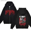 Erkek Sweaters Berserk Hood Sweatshirts Anime Full Zip Ceketler İlkbahar ve Sonbahar Polar Ceket Erkek Kadın Çılbaş Hoodie Street Giyim y2k Sweaters Q231115