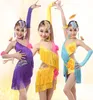 Vestido de dança latina roxo/amarelo/amarelo/azul para 100-160 cm de salsa/rumba/tango traje de roupa de traje de dança