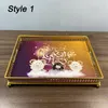 Plates 1Pc Portable Sheep Mubarak Eid Iron Round Dessert Tray Kitchen Muslim Ramadan Adha Square Plate