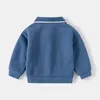 Sudaderas con capucha Sudaderas Suéter de bebé nacido coreano Polo Punto Top a rayas Niño Manga larga Solapa Jersey cálido Ropa Otoño Invierno Ropa para niños 231115