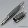 Alto con bolígrafo de fibra de carbono negro / rodillo de oficina Calidad Crystal Luxurs Bolígrafo Papelería Recarga Plumas Vkoxm