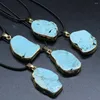 Pendant Necklaces Irregular Blue Turquoise Natural Semi-precious Stone Necklace For DIY Jewelry Making Home Decoration Gift