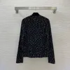 Jesień czarny kontrast kolorowy sweter sweter z długim rękawem okrągły szyja podwójne kieszenie na pojedyncze swetry płaszcze B3N101756