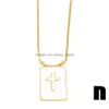 Pendant Necklaces Gold Plated Square Plate Fe Vrigin Mary Cross Necklace Luxury Jewelry For Wholesale Drop Delivery Jewelry Necklaces Dhrb6