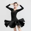 Pica -teto meninas garotas de dança latina roupas de vestido de salsa fantasia preto salão de baile vermelho vestidos de tango