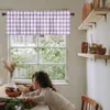 Rideau à carreaux violet et blanc, pour fenêtre de cuisine, décoration de la maison, court pour salon, chambre à coucher, petits rideaux Cortinas