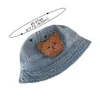 Складная детская джинсовая шляпа Шляпа мультфильм медведь Дети Солнце защищать кепку Летнее осень младенец малыш
