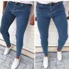 Мужские однотонные узкие джинсы для отдыха, облегающие джинсовые брюки, повседневные мужские облегающие модные броские эластичные брюки Jogger2880