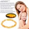 Chaîne de mode Bracelet en ambre naturel assemblé à la main véritable ambre de la Baltique bracelets de dentition bijoux certifiés cadeau pour bébé adultes L231115