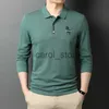 Men's Polos New Men's Solid Color Embroidery Lapel Long-sleeved T-shirt Men's Casual Business Outdoor Polo Shirt J231115