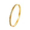 Bangle Light Luxury Gold Color Engraved Paper Clip Stainless Steel Silver Bracelets For Women Jewelry Party Fine Gifts