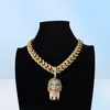 18k Gold Clown Joker Pendant Necklace Iced Out Micro Paled Cubic Zircon Men Bling Hip Hop Jewelry1849999