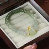 Strand Lucky Zodiac Jade Bracelet For Woman 2023 Charm Year Lovers Green Gradient Beads Elastic Bracelets Jewelry Gift